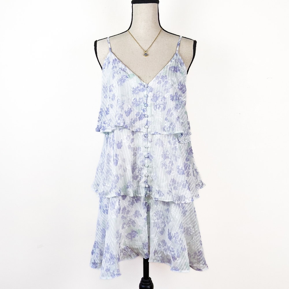 NWT Storia Watercolor Floral Tiered Mini Dress, Size Small